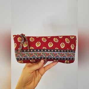 Vintage Vera Bradley Red Leaf Pattern Zipper Pouch